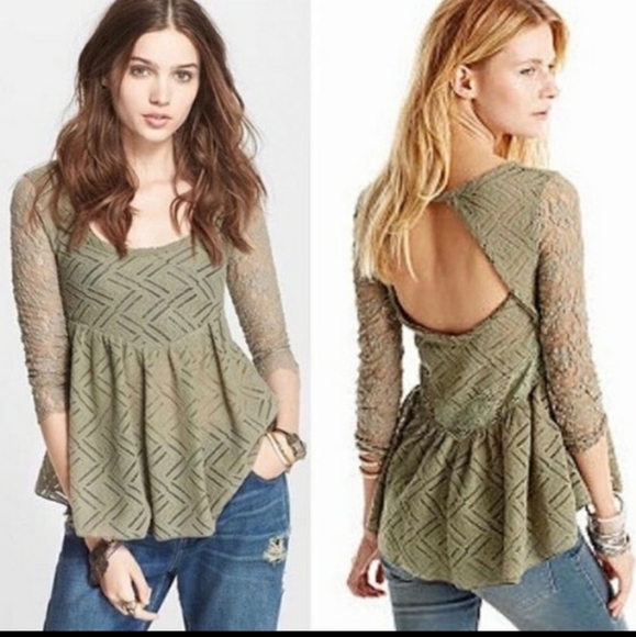 Free People Tops - Free People peplum lace open back top